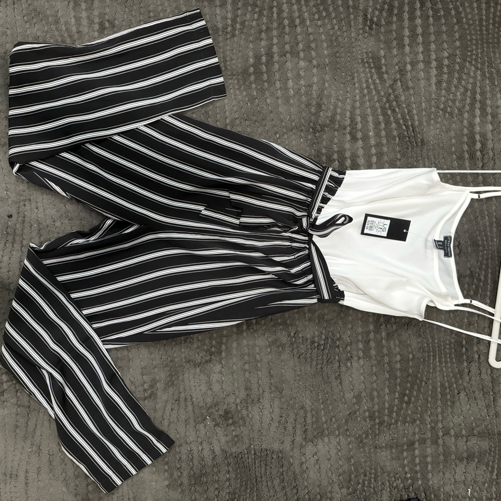 Streetwear Society Monochrome Striped Jumpsuit